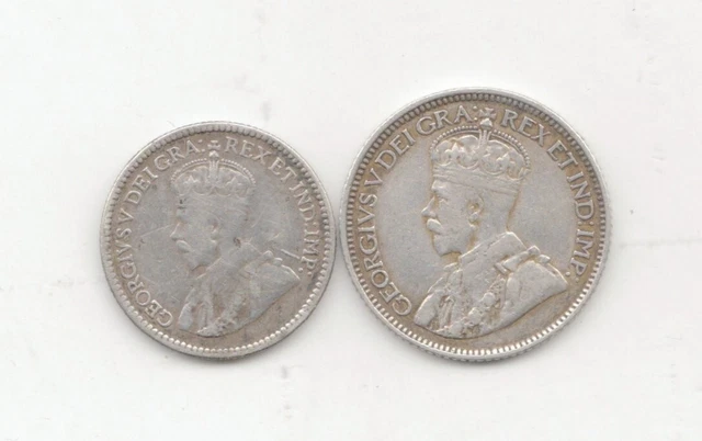 2 Canada Silver 1912 Coins-Lot E36