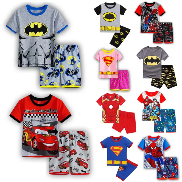 HEROES SUPERHERO Character Pyjamas Kid Boys Outfit Nightwear T-Shirt Shorts Set◮