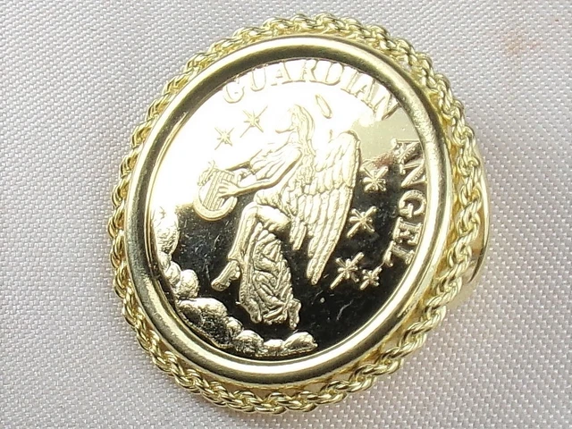 14k Yellow Gold .585 Guardian Angel Fine "Forever At My Side" Medallion Pendant 6