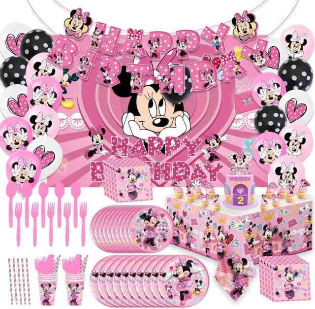 128 PCS Minnie Mouse Partygeschirr Geburtstagsdeko Kit, Micky und Minnie Maus Pa