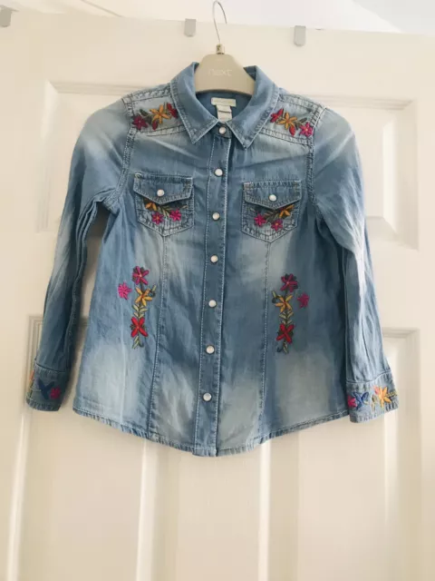 Beautiful Monsoon Girls Embroidered Denim Shirt. Age 6