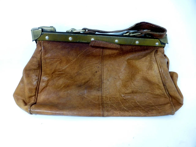 Schöne alte Arzttasche Arztkoffer Leder gefüttert Damen Handtasche antik Vintage