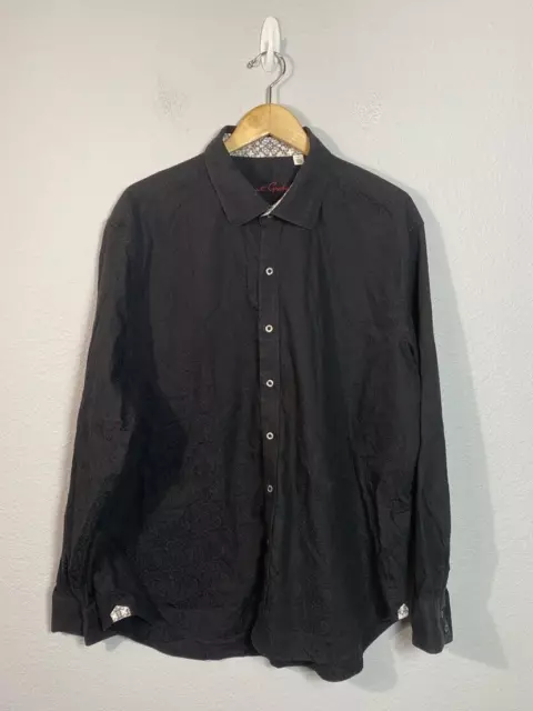 Robert Graham Men's 3XL Black Jacquard Paisley Button Up Shirt Classic Fit