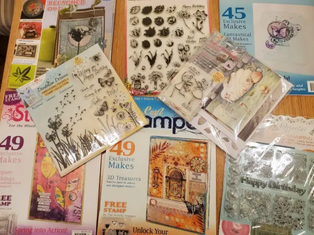 Bundle of 4 x Craft Stamper magazines plus 4 x clear stamp packs