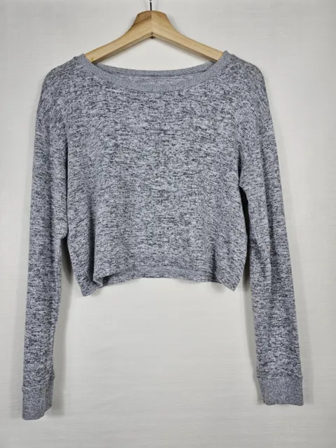 Zella Womens Top Sz XL Long Sleeve Crop Gray Athletic Sweater Boxy
