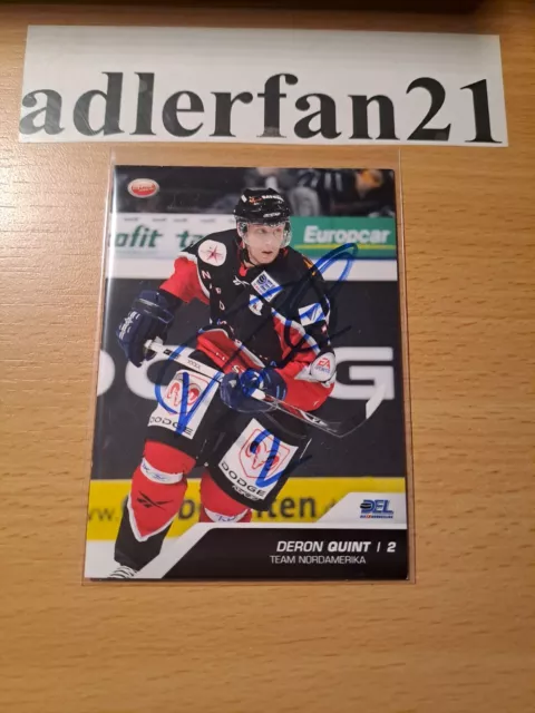 Deron Quint Eisbären Eisbären Berlin DEL Card SIGNIERT Unterschrift Autogramm