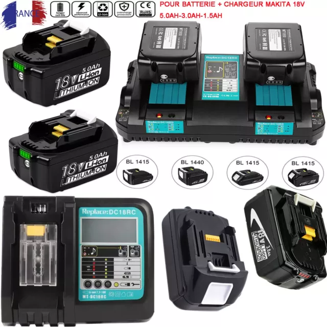 Chargeur BL1850 + DC18RC 3.0AH pour Makita 14.4V-18V Chargeurs de batterie  Li-ion