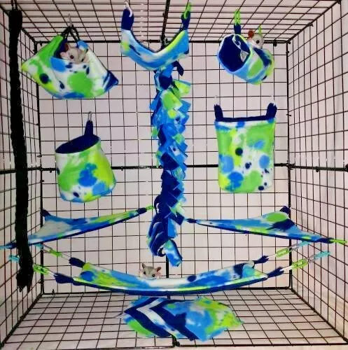 Navy Paint Splat*Sugar Glider Cage set * Rat * double layer Fleece