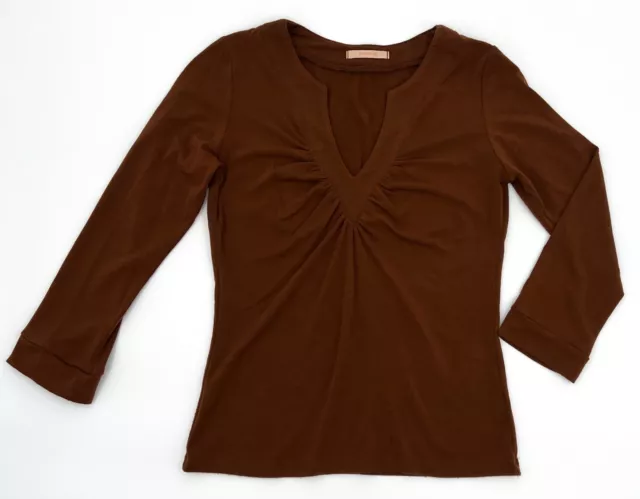 VINTAGE Forever 21 Shirt Womens Medium Brown Blouse Long Sleeve V-Neck