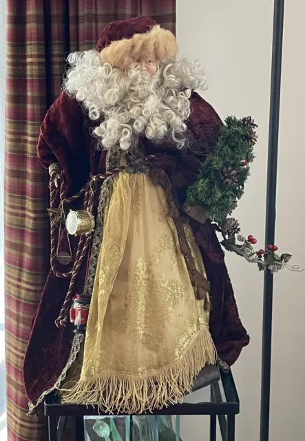 Father Christmas Victorian Figurine Santa Claus  24" TALL Xmas Tree Red Robe