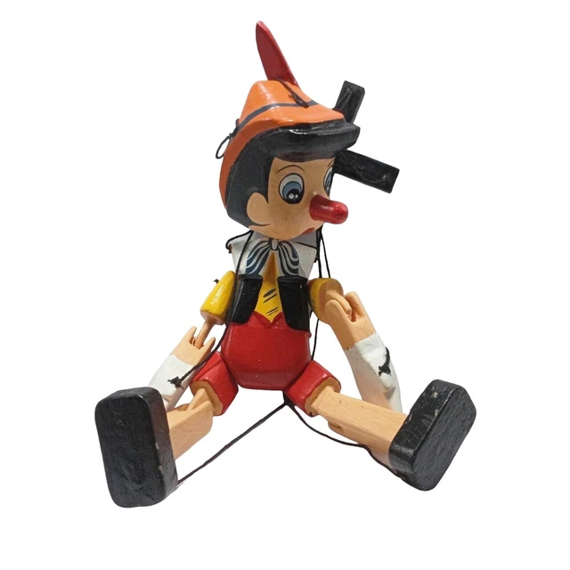 Handmade Pinocchio Wood Marionette Puppet Doll On A String Toy 10" Tall