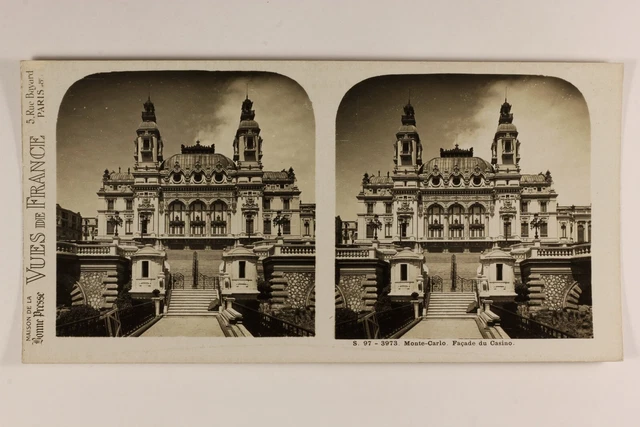 Monaco Monte-Carlo Kasino Fassade C1920 Vintage stereo photos