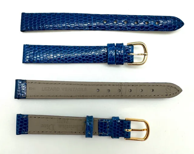 12mm Vintage Christian Dior Blue Lizard Leather Swiss Watch Band Strap 12/10
