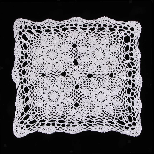 Napperon de table en dentelle de coton au crochet à fleurs carrées