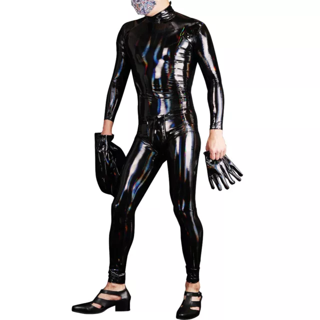 Lucido Similpelle Integrale Body Effetto Bagnato Cosplau Festa Club BAR Moda