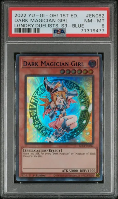 YUGIOH PSA 8 2022 Dark Magician Girl LDS3-EN082 Ultra Rare 1st Edition BLUE