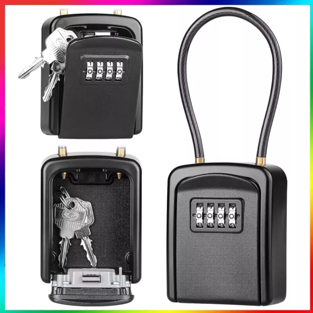 4-Digit Combination Key Lock Storage Safe Security Box Outdoor Home Portable UK