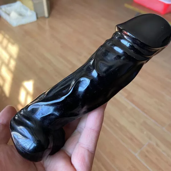 530g 7“Natural Crystal.obsidian.Hand-carved. Exquisite penis healing.gift A88