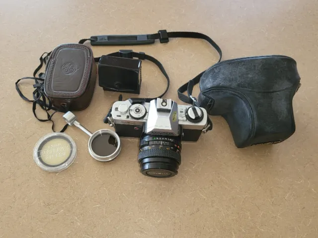 Vintage Minolta XG-A Camera GE Exposure Meter Toyo Optics Close Up Filter Set