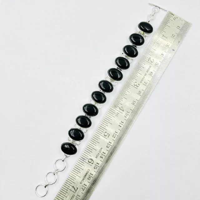 Bracelet chaîne de bijoux en argent sterling 925 noir onyx fait main