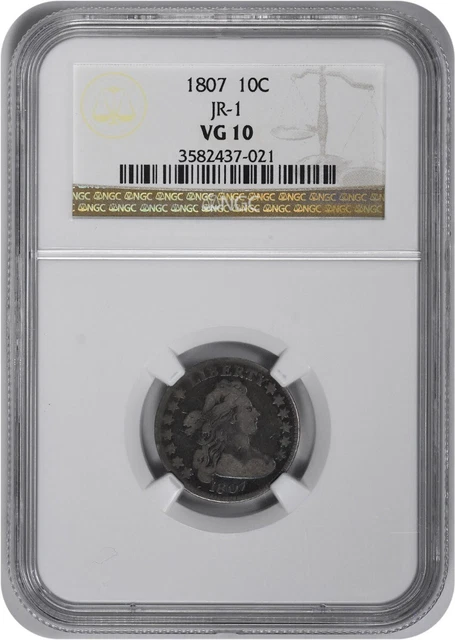 1807 Bust Silver Dime VG10 NGC