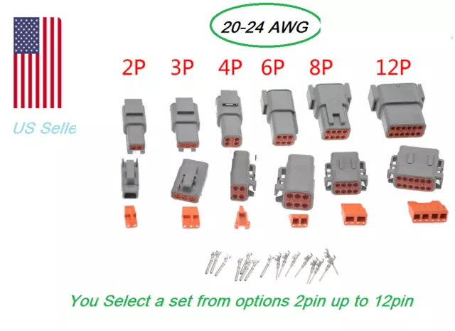 OEM Gray Deutsch DTM 2 3 4 6 8 12 Pin Connector Electrical Kit 20-24 AWG