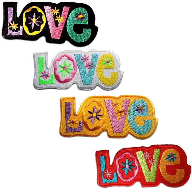 Aufnäher / Bügelbild - Love Liebe - mehrere Farben auswählbar - 11 x 8.5 cm