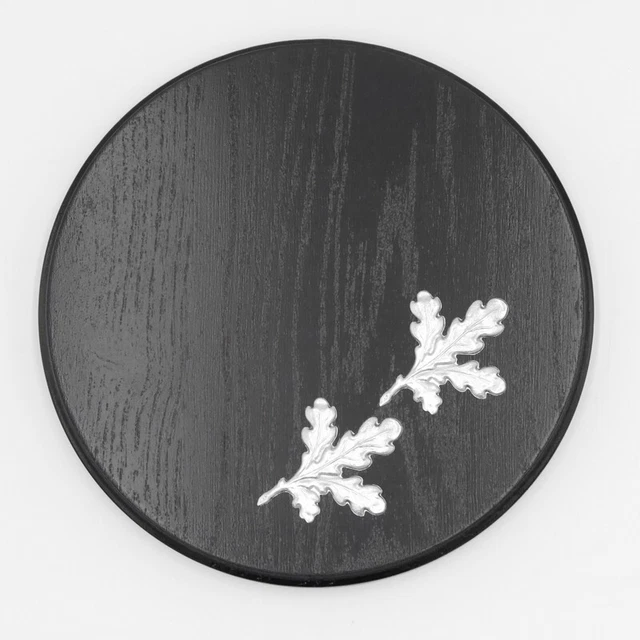 Placa de Jabalí Redondo Oscuro Af 21 CM Con 2 Pieza Aluminio Hoja Roble Portada
