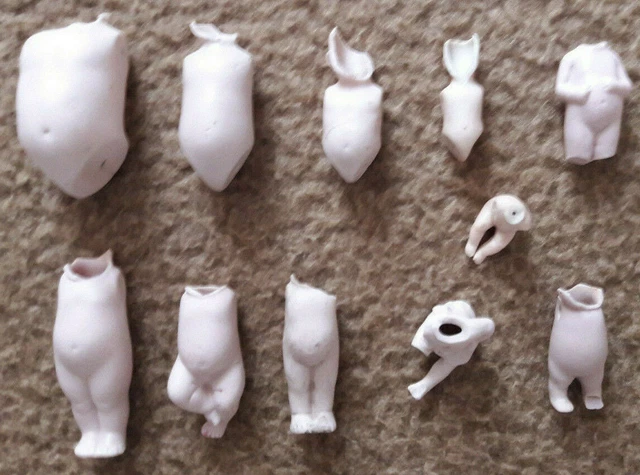 Bodenfund 11 x antike rosé Bisquit Porzellan Torsos Brüche - Basteln Dekoration