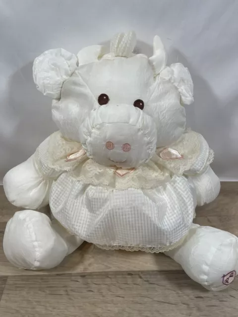 Vtg Fisher Price Cow Puffalump Stuffed Plush Heart Dress
