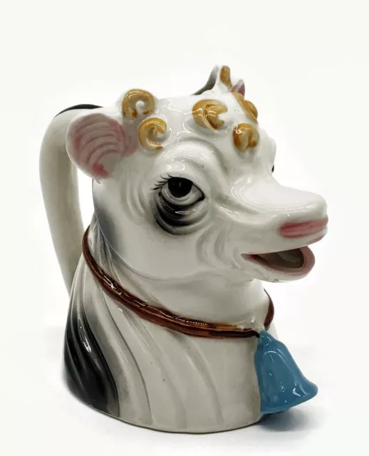 Vintage Dairy Cow Creamer Pitcher Hand Painted Ceramic Made in Japan