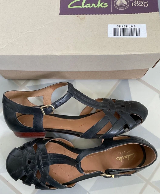 CLARKS ARTISAN BLACK leather Henderson Luck low t bar buckled shoes 3 D boxed 23.00 PicClick UK