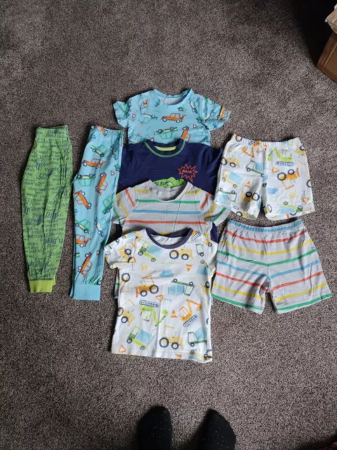 Boys Pyjamas Bundle Age 4-5 Years Summer Shorts Tops Pjs Sets X4 Pairs Dino Dig