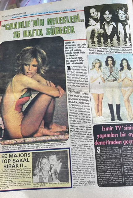 Farrah Fawcett 1977 Full Turkish Magazine Charlie's Angels, Raffaella Carra