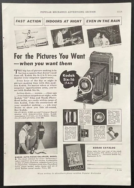 1936 de colección AD Kodak F4.5 Six-16 cámara plegable *para las fotos que desees*