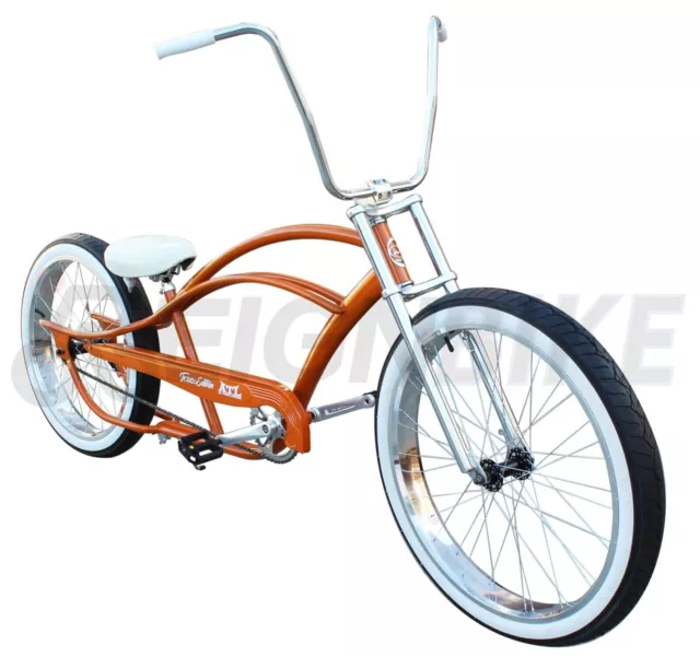 29" Lowrider Beach Cruiser Bicycle Texas Orange Fat Tire Chopper High Handlebar