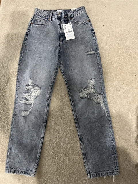 Zara Ladies Light Blue Denim Classic Mom Fit High Rise Ankle Length Jeans  Uk 12 £18.00 - Picclick Uk