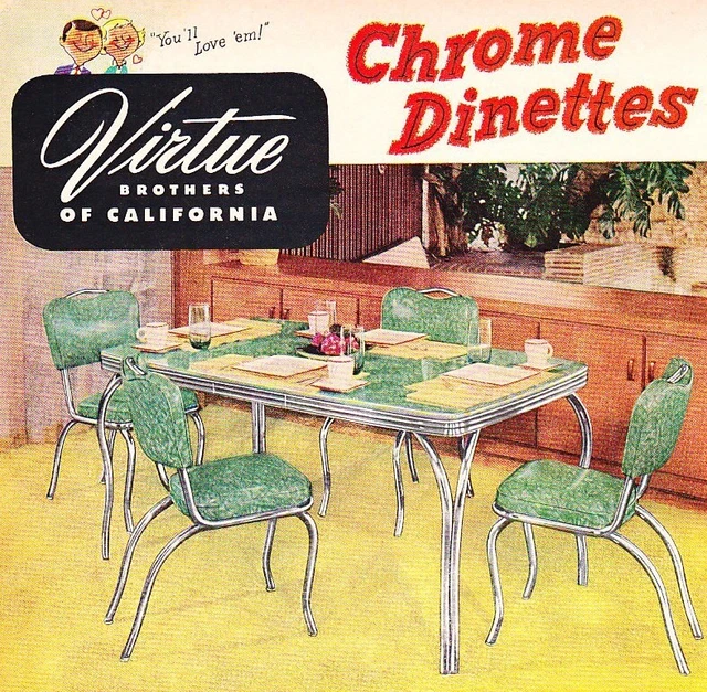 Vintage Retro Chrome Dining Table Set