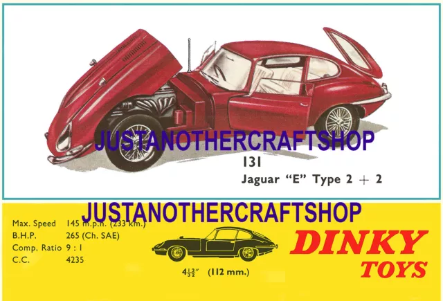 Dinky 131 E Typ Jaguar 2+2 1968 A3 Größe L Poster Anzeige Prospekt Shop Zeichen