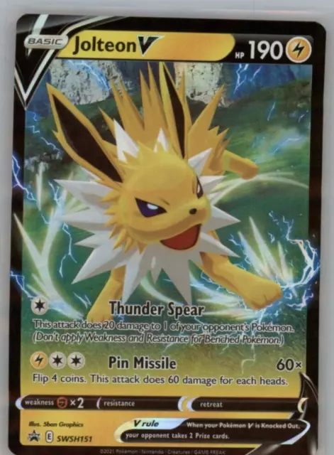 SWSH: Tarjetas promocionales de espada y escudo #SWSH151 Jolteon V casi como nuevas o mejores