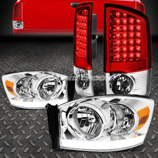 Chrome Headlight, Bumper, Amber Corner & Red 3D LED Tail Light Kit For 1994-1998 C10 C/K Trucks
