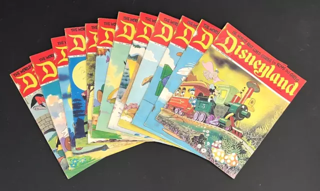 Lot of 12 Very Large Full-color 1971-1973 DISNEYLAND Magazines VG (#136)