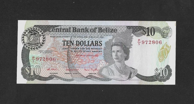 aUNC 10 dollars 1987 BELIZE ex. BRITISH HONDURAS England