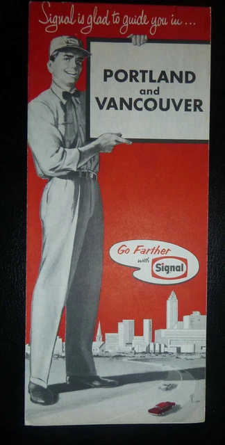 1964  Portland Oregon Vancouver Washington  street  map Signal  oil  gas
