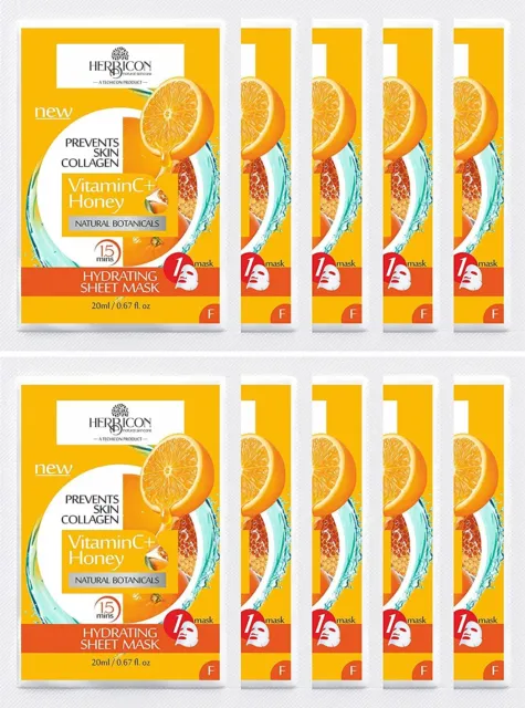 Face Sheet Mask with Vitamin C and Honey for Skin Illumination -20g (Pack of 10)