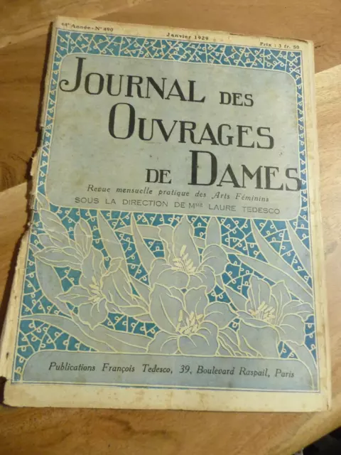 Revue Journal des Ouvrages de Dames JANVIER  1929 avec modèle