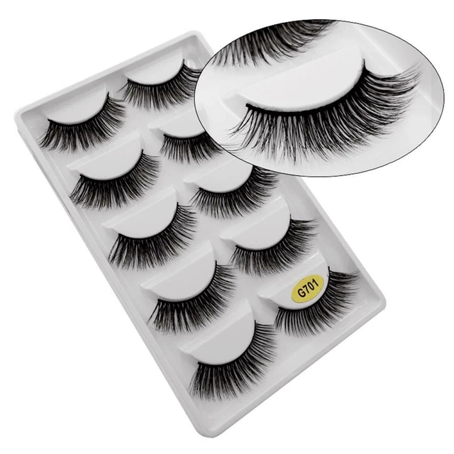 Vente en gros 5 paires de faux cils naturels à la mode et longs cils doux