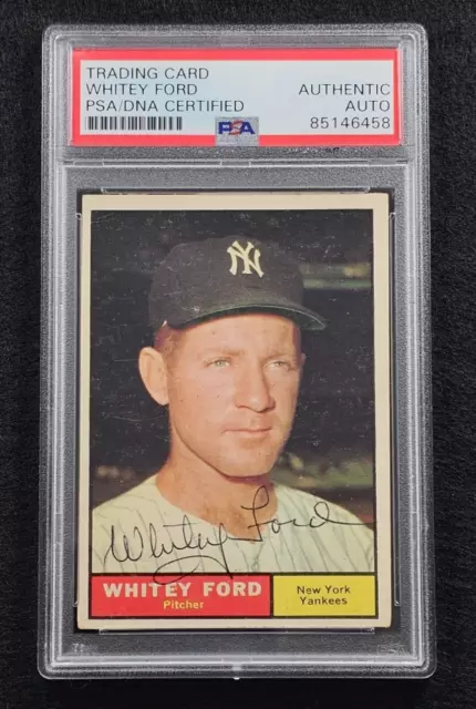 Rare 1961 WHITEY FORD Signed Topps Baseball Card-NEW YORK YANKEES-PSA