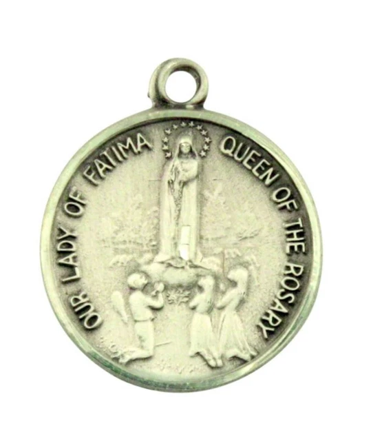 OUR LADY OF Fatima Queen of the Holy Rosary 15/16 Inch Sterling Silver ...