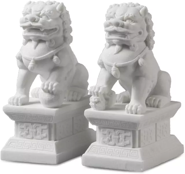 Large Size Foo Dog Statue,Pair of Guardian Lions,Asian Stone Statues Feng Shui D